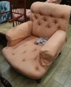 A Shoolbred Victorian button back nursing chair