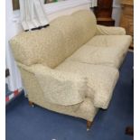 A George Smith upholstered three seat settee W.214cm