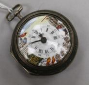 A George III silver and shagreen pair cased keywind pocket watch by Jn Ingram, Spalding, the dial