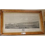 After James Lambert, lithograph, "A Perspective View of Brighthelmston", 34 x 65cm, maple framed