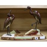 An Art Deco model of storks on a marble base width 46cm height 33cm