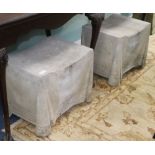A pair of reconstituted marble seats W.58cm