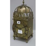 A lantern clock with later movement height 39cm