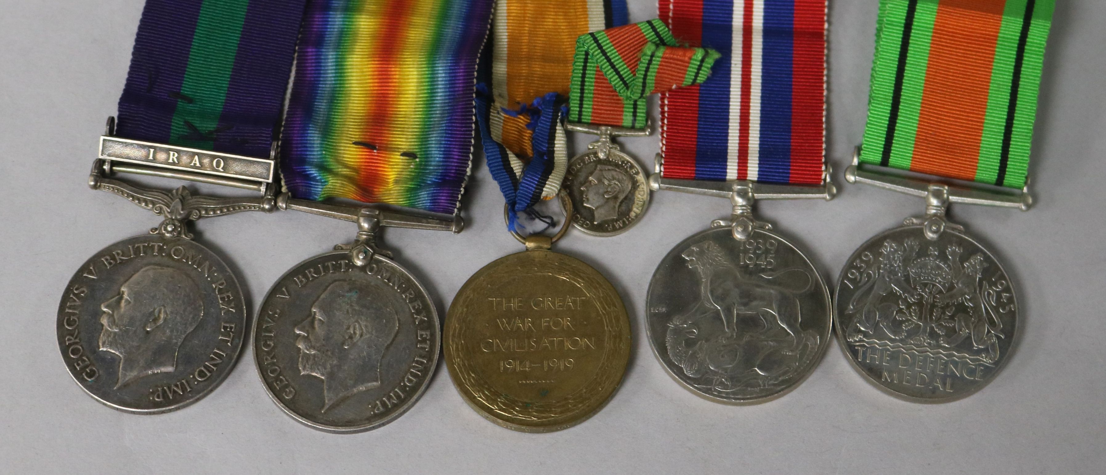 A group of WWI and onwards medals etc