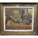 E. Grandfils, oil on canvas, table top still life, signed and dated 1944, 37 x 46cm