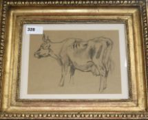 English School, pencil drawing, study of a cow, 20 x 27cm