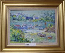 § Yolande Ardissone (1927-),oil on canvas, Bateaux a Meriex, signed, Omell Gallery label verso, 23 x