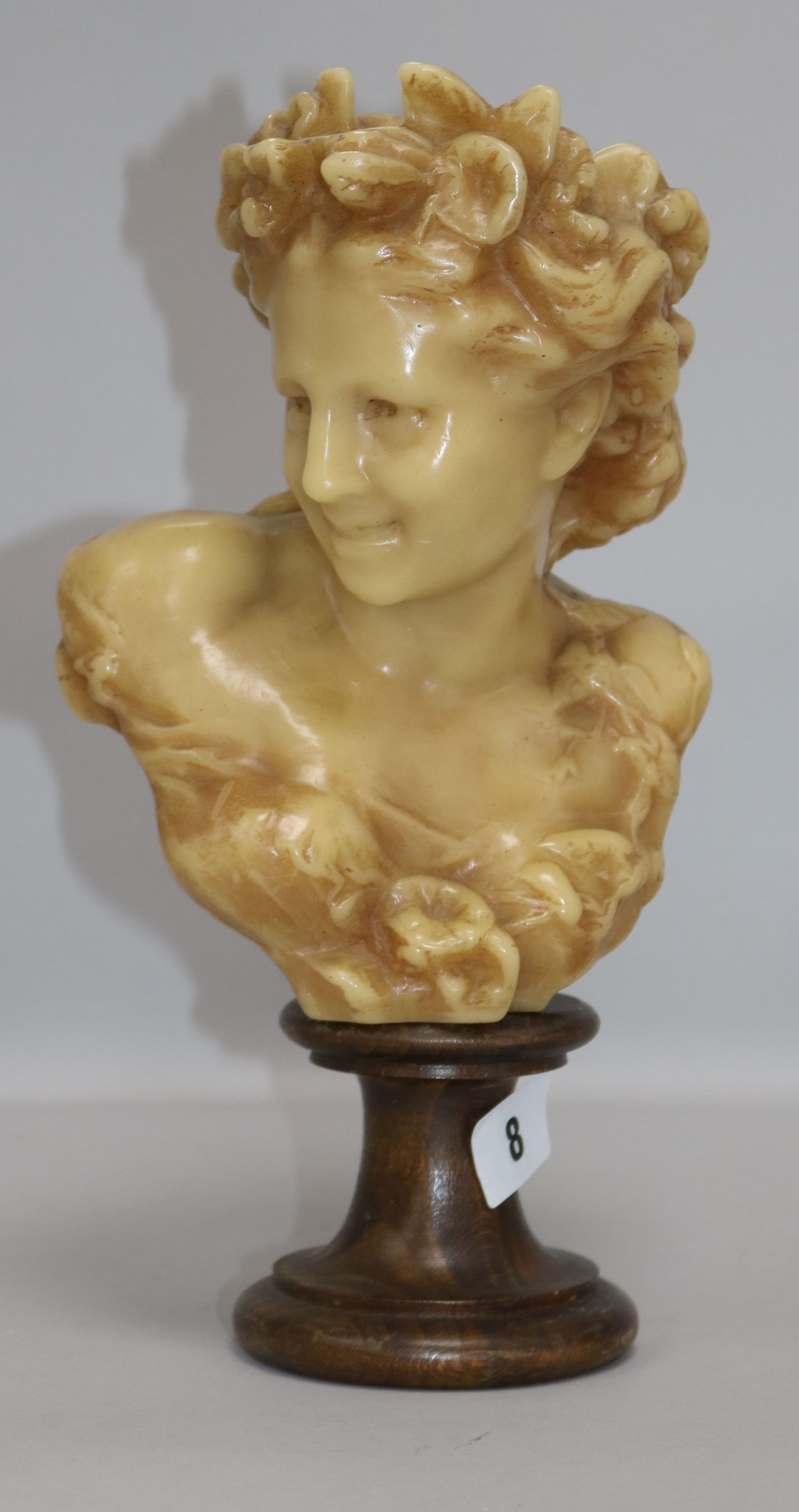 A wax bust after Carpeau height 28cm