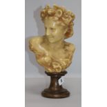 A wax bust after Carpeau height 28cm