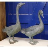 Two metal models of geese W.21cm