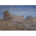 Circle of David Roberts, watercolour, view of the Colosseum, 20 x 29cm, unframed