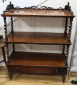 A Victorian rosewood whatnot W.84cm