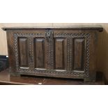 A German oak coffer, 17th century, W.137cm