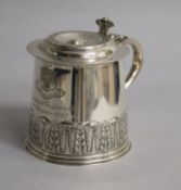 A 1920's miniature silver tankard engraved with the arms of Merchant Taylors Co, London, 1926, 8.