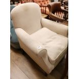 An upholstered armchair