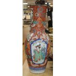 A large Kutani vase converted to lamp height 61cm