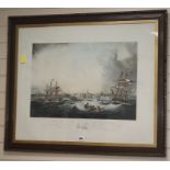 Reeve after Samuel Walters, colour aquatint, view of the Port of Liverpool, 1836 overall 66 x 82cm