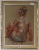 A.Nissim, pastel, Seated female nude, signed and dated 1964, 52 x 37cm