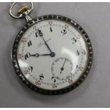 An early to mid 20th century Longines silver and niello dress pocket watch.