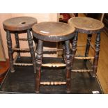 Four 19th century stools W.33cm (a.f,)