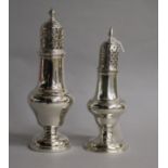 A George III silver pepperette, London, 1791 and a later silver pepperette, 5.5. oz.