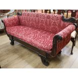 A William IV scroll end upholstered settee W.210cm