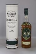 A 1980's one litre bottle of Laphroaig and a bottle of Glen Oban