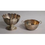An Edwardian silver bowl by Asprey & Co, Birmingham, 1907 and a silver two handled bowl, 7 oz.