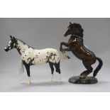 A Beswick Welsh cob rearing 1014, brown, second version and a Appaloosa Stallion H1772