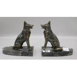 A pair of Art Deco dog bookends, signed Bal height 15cm