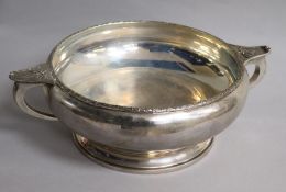 A George V silver two handled shallow fruit bowl, William Neale & Son Ltd, Birmingham, 1927, 29.4cm,