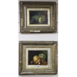 English School c.1900, pair of oils on board, still lifes of fruit, 15 x 20cm