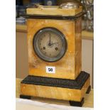 A Sienna marble Charles X French mantel clock width 21cm height 30cm