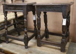 A 17th century oak joynt stool and another W.46cm