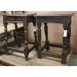 A 17th century oak joynt stool and another W.46cm