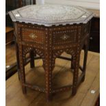 An ivory and ebony inlaid octagonal table, Indian, early 20th century W.61cm