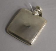 A 1940's engine turned silver hip flask, Deakin & Francis, 10.9cm.