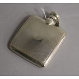 A 1940's engine turned silver hip flask, Deakin & Francis, 10.9cm.