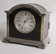 A George V silver and tortoiseshell timepiece with mother of pearl dial, Charles & Richard Comyns,