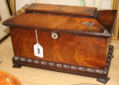 A mahogany tea caddy width 36cm height 24cm