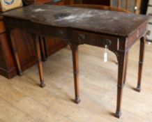 An Adam style mahogany three drawer serving table W.153cm