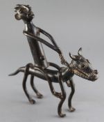 A Sao People Lake Chad area bronze figure of a man riding a horse, 28cmProvenance: Ex. Collection of