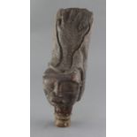 An African wood carving of a woman's head, 39cm