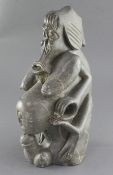 A Shone carved hardstone fertility figure, height 34cm