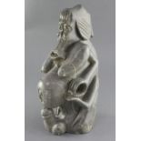 A Shone carved hardstone fertility figure, height 34cm