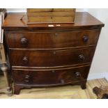 A Regency mahogany bowfronted chest of three long drawers W.91cm