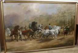 After Rosa Bonheur (French 1822-1899), oil on canvas, 'Return from the Horse Fair', 132 x 204cm