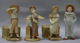 A collection of Royal Worcester 'Kate Greenaway' style figures of children by James Hadley,