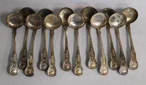 A set of six Victorian Scottish silver King's pattern sauce ladles, Mackay & Chisholm, Edinburgh,