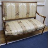 An upholstered carved frame settee W.125cm